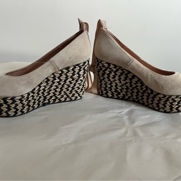 Free People Nude Charade Suede Platform Ballerina Ribbon Tie Espradille size 41 - Picture 5 of 13
